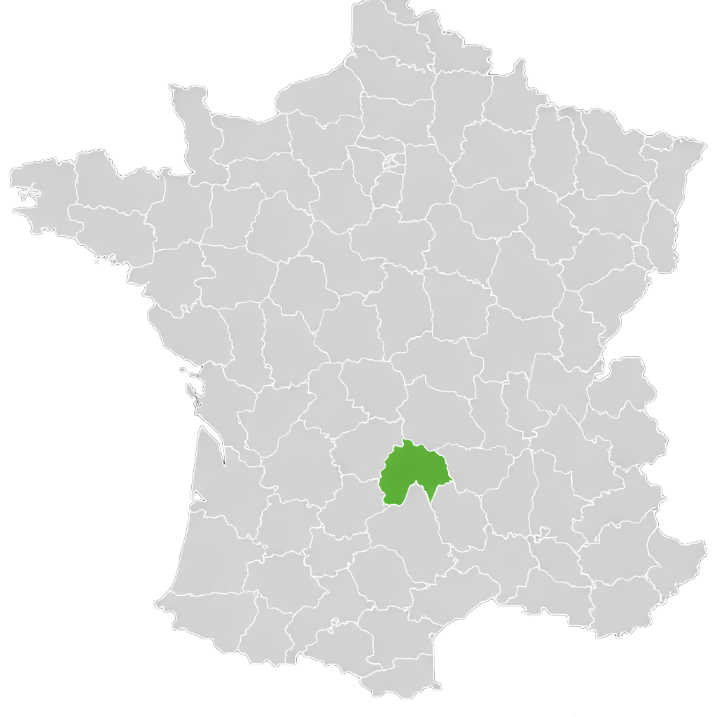 carte du Cantal, zone d'intervention de DeRosso Bâtiment